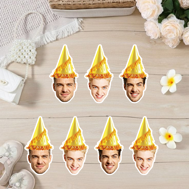 Party Hat Cone - 20/30 stuks gepersonaliseerde stickers met een