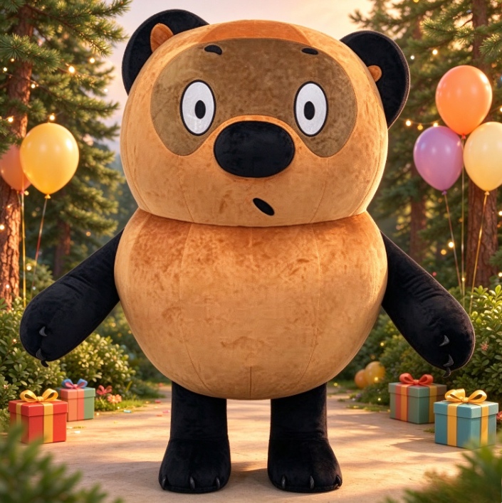 Event & Party Supply - Bruin Zwart Beer Opblaasbaar Mascottekostuum Volledig