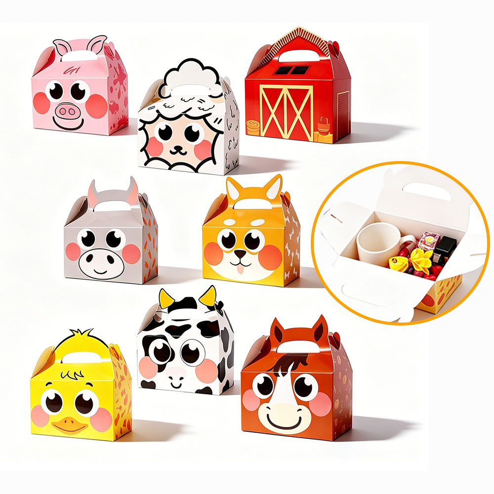 Event Party Box - 8/16/24 stuks schattige cadeaudoos met boerderijdieren