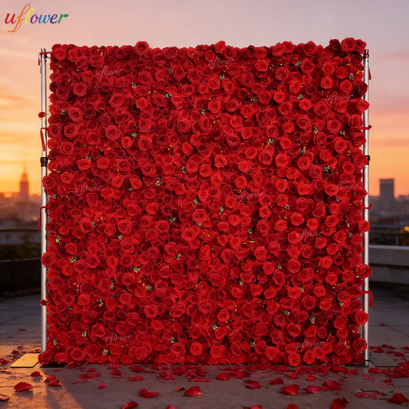 Kunstbloemenwand met rode roze - Flower Wall Panel recensie en prijs